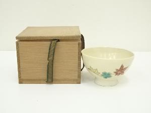 京焼　仁清印　色絵草花茶碗（保護箱）